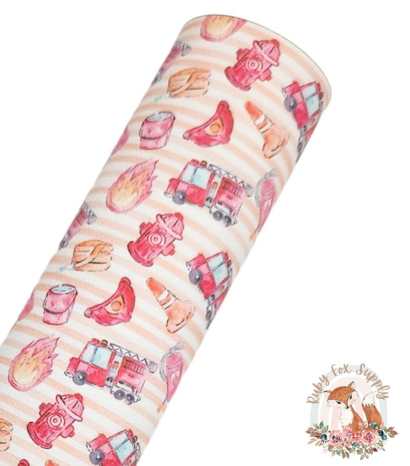 Fire Truck 9x12 faux leather sheet