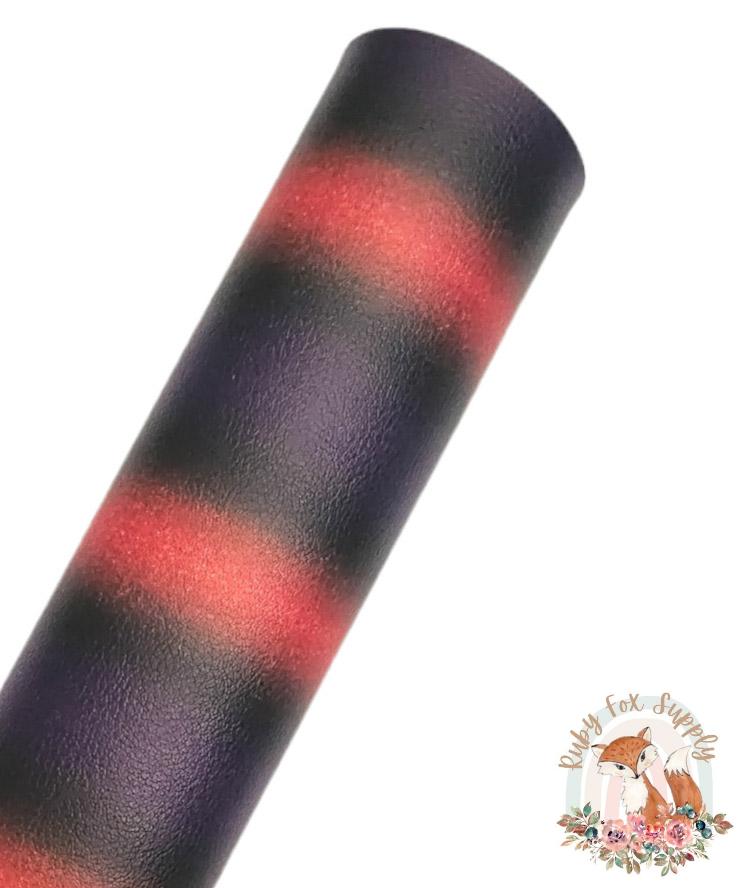 Purple Orange Black Stripe 9x12 faux leather sheet