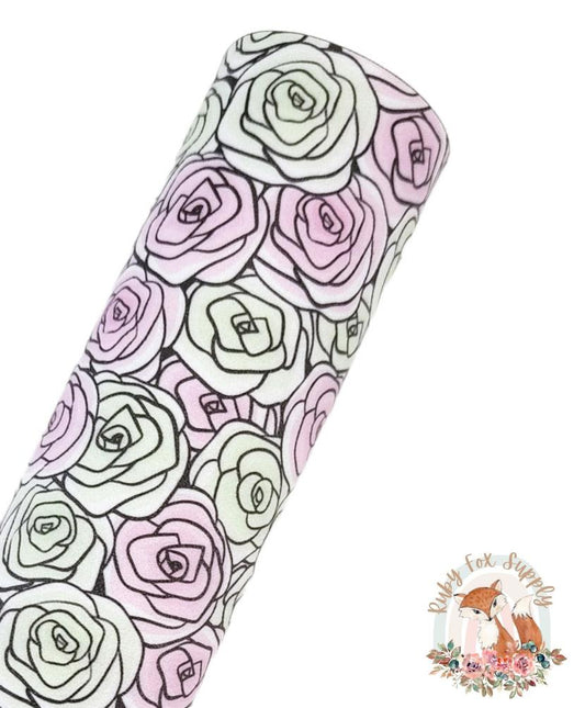 Pastel Roses 9x12 faux leather sheet