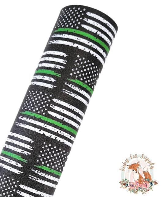 Green Line Flag 9x12 faux leather sheet