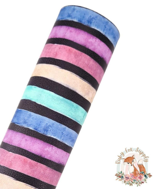 Watercolor Stripes 9x12 faux leather sheet