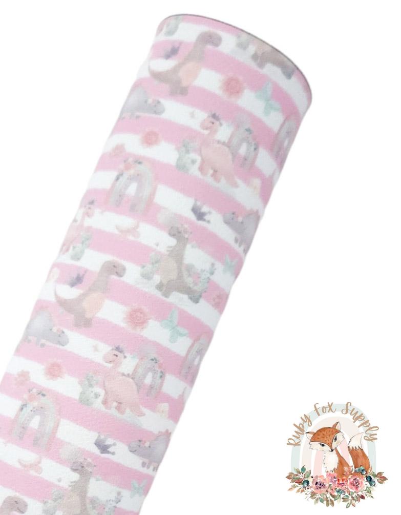 Pink Dino Stripes 9x12 faux leather sheet