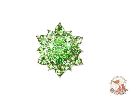 Green Sunburst Rhinestone - Flat Back (set of 5)