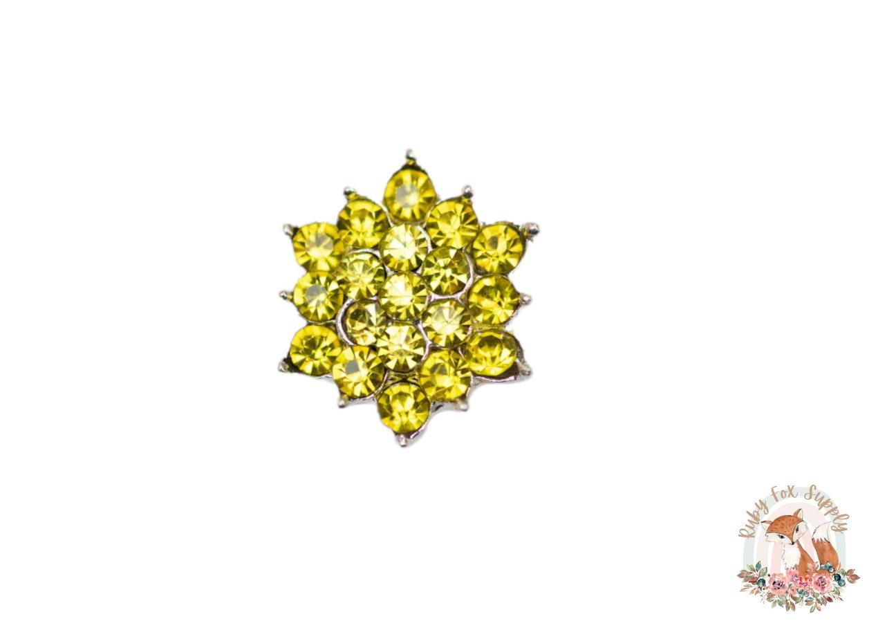 Yellow Sunburst Rhinestone - Flat Back (set of 5)