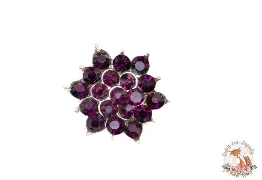 Purple Sunburst Rhinestone - Flat Back (set of 5)