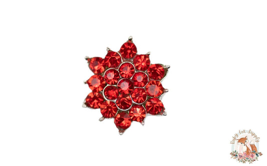 Red Sunburst Rhinestone - Flat Back (set of 5)
