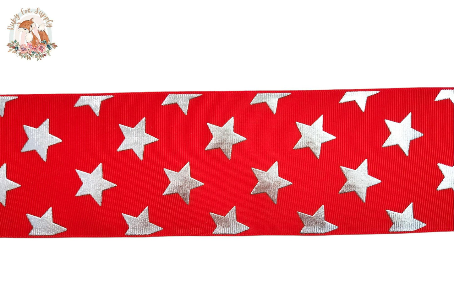 Red Foil Stars 3" Ribbon