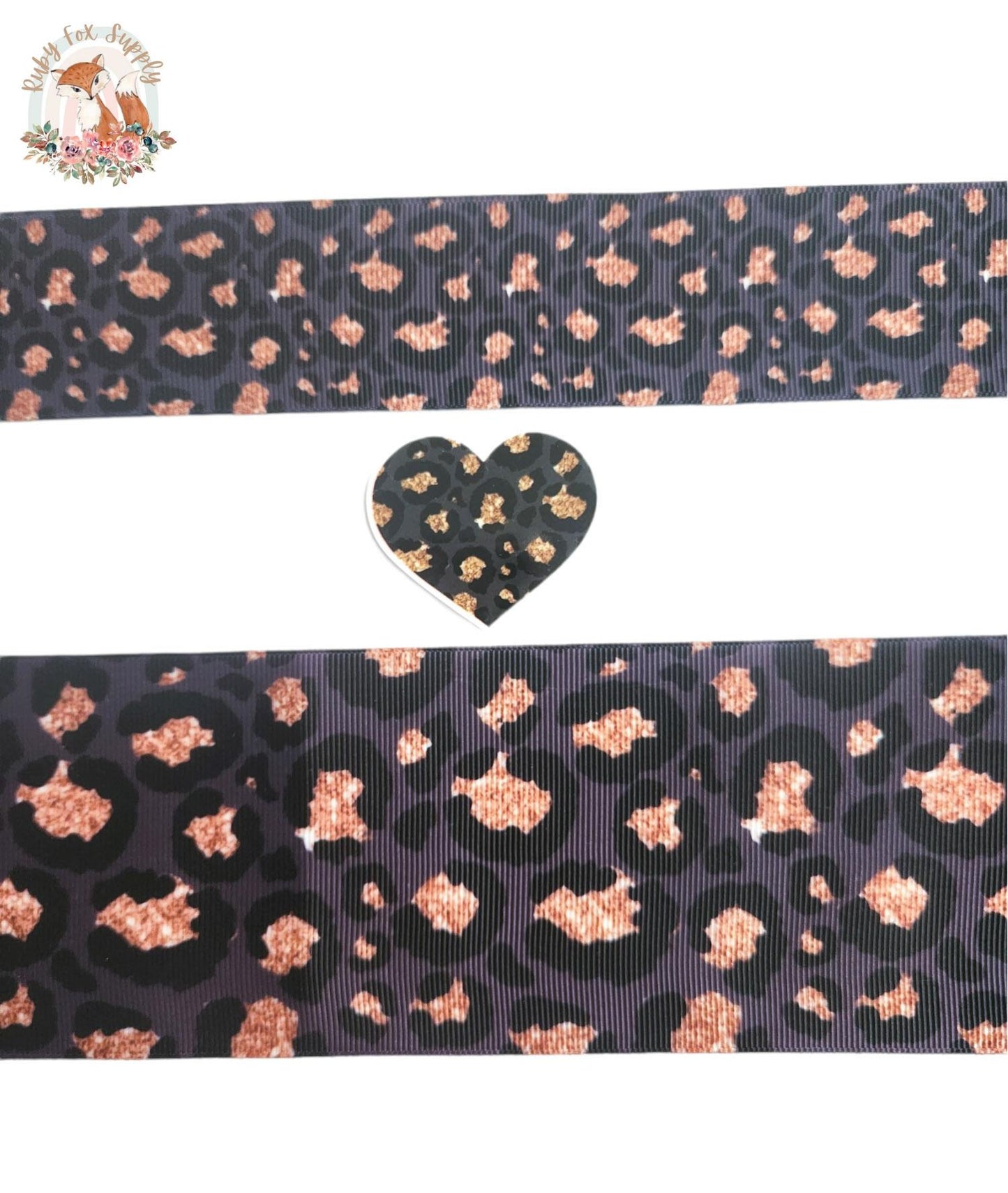 Black Gold Leopard Print 3"/1.5" Ribbon