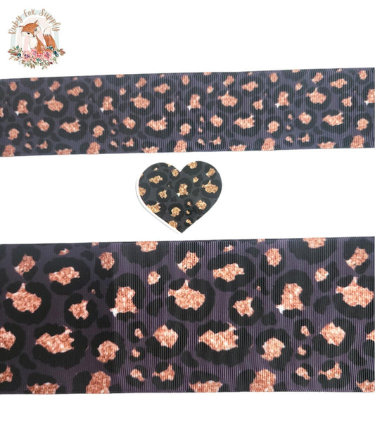 Black Gold Leopard Print 3"/1.5" Ribbon
