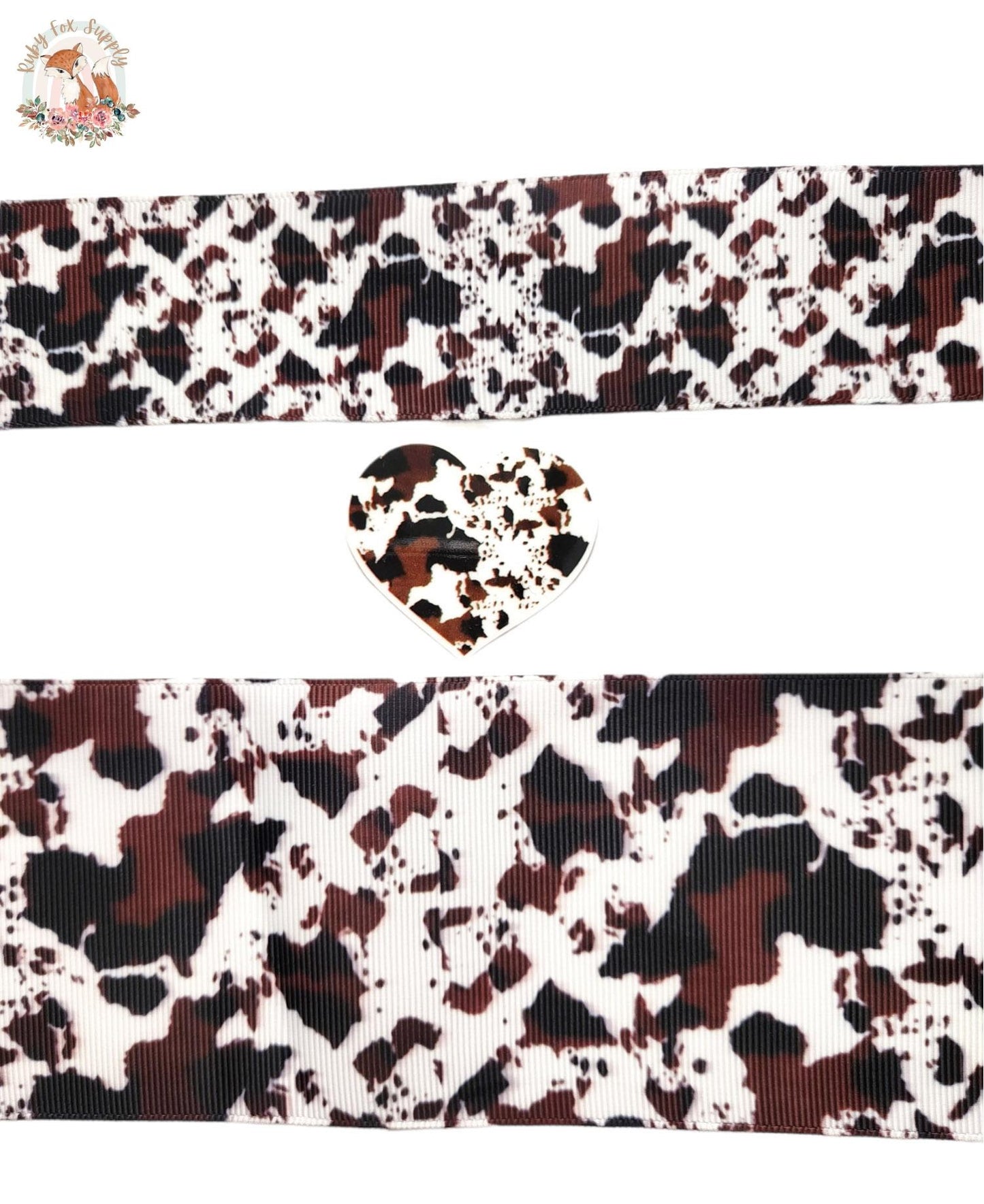 Black Brown Cow Print 3"/1.5" Ribbon