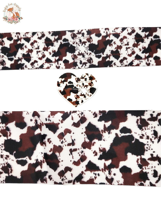 Black Brown Cow Print 3"/1.5" Ribbon