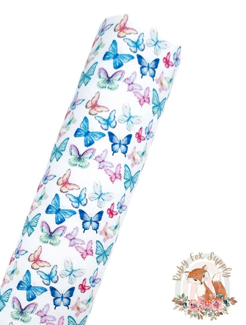 Butterfly Watercolor 9x12 faux leather sheet