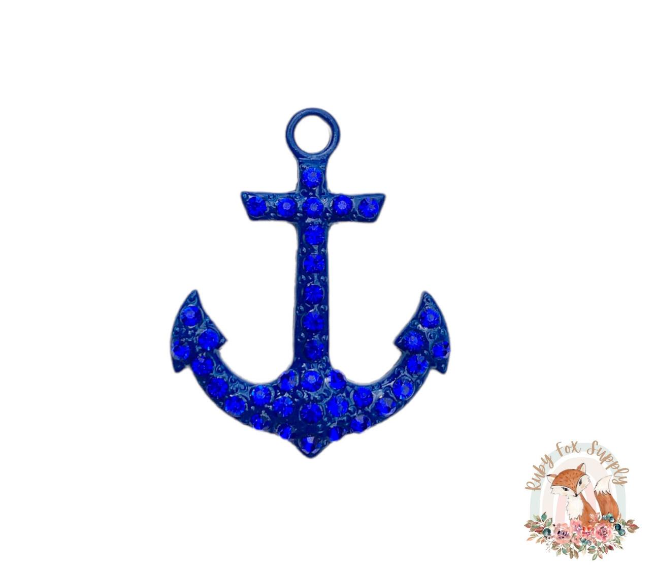 Blue Anchor Rhinestone - Flat Back