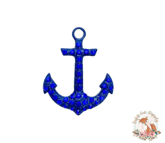 Blue Anchor Rhinestone - Flat Back