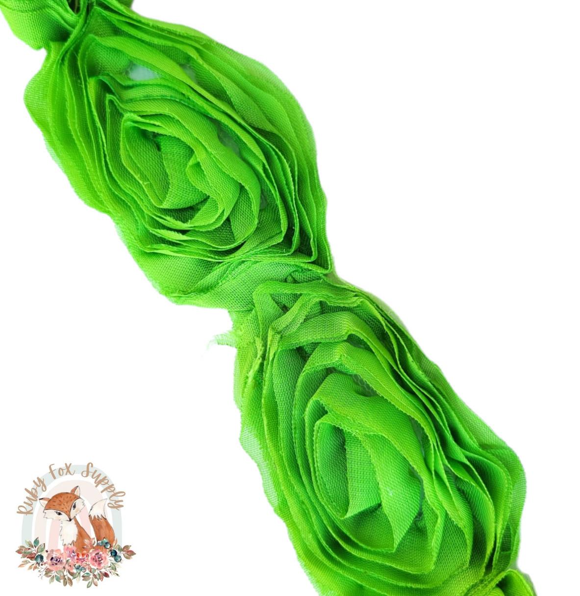 Green Swirl Chiffon Flower - 10 flowers