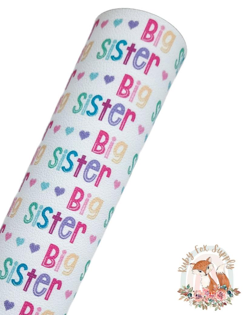 Big Sister Hearts 9x12 faux leather sheet