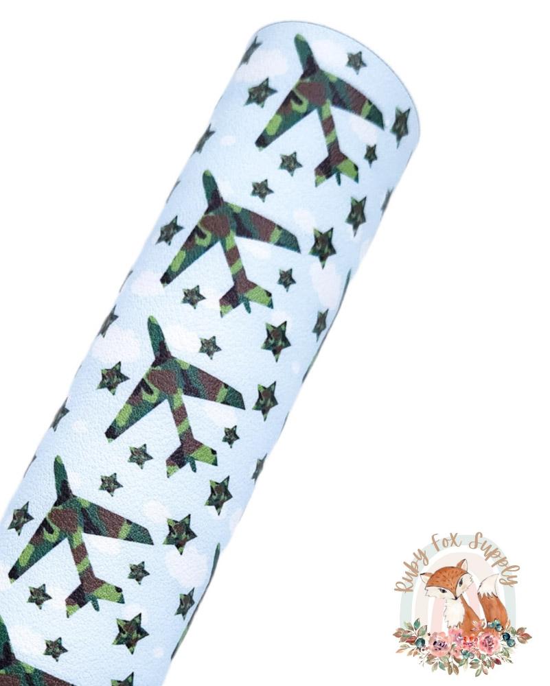 Camo Planes 9x12 faux leather sheet
