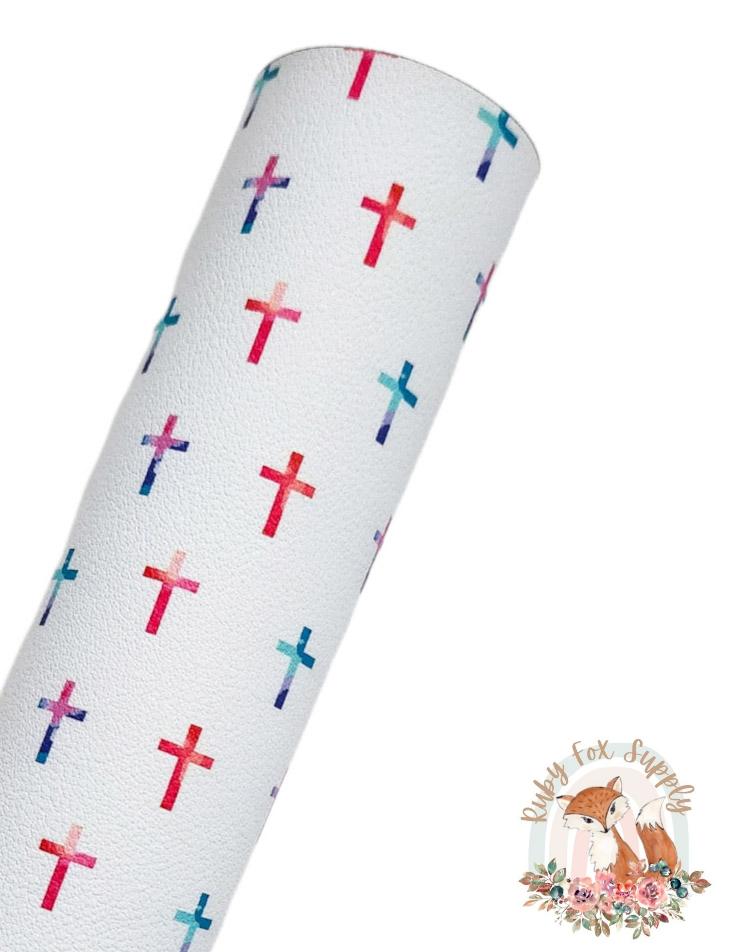 Minimal Cross 9x12 faux leather sheet