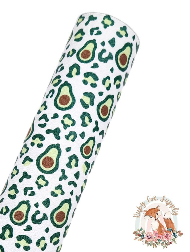 Avocado Cheetah Print 9x12 faux leather sheet