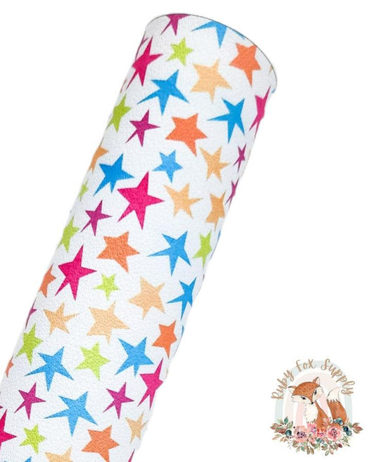 Colorful Stars 9x12 faux leather sheet