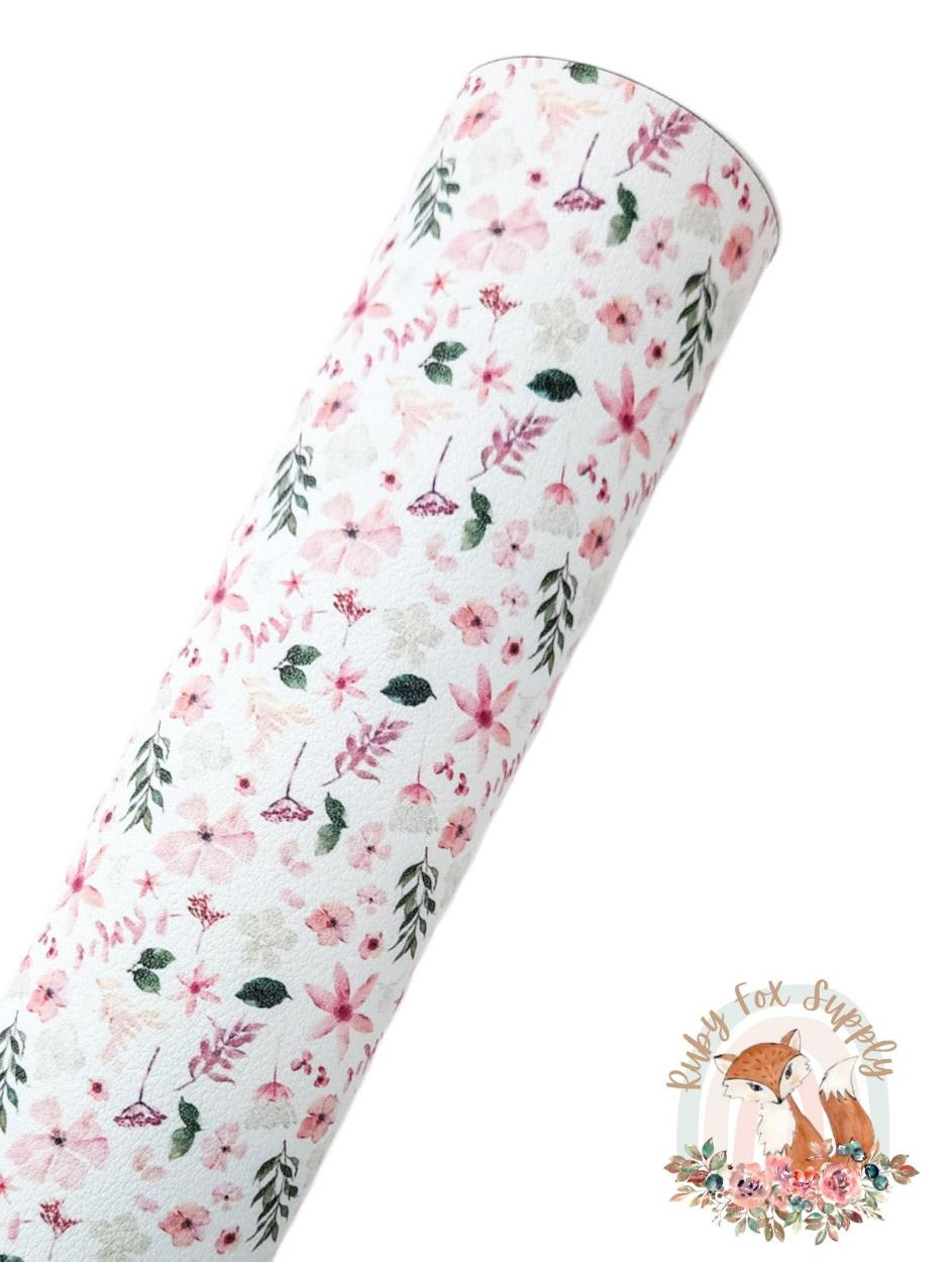 Small Dainty Spring Flowers 9x12 faux leather sheet