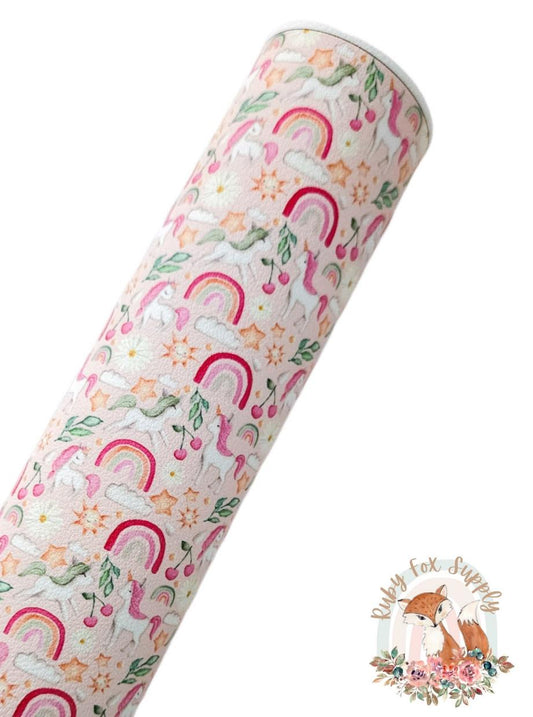 Rainbows and Unicorns 9x12 faux leather sheet