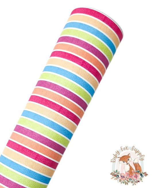Summer Rainbow Stripes 9x12 faux leather sheet