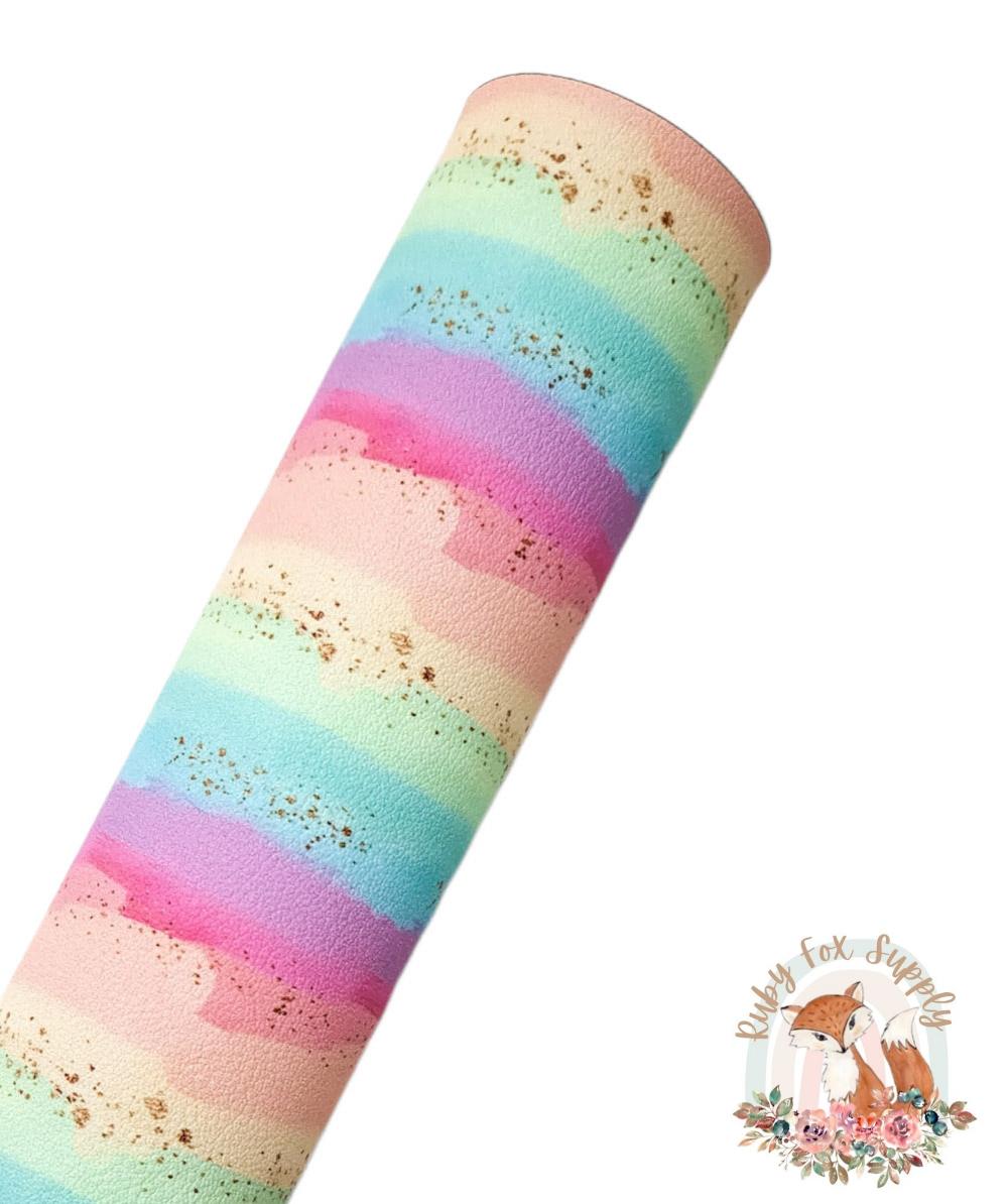 Pastel Rainbow Brushstrokes 9x12 faux leather sheet