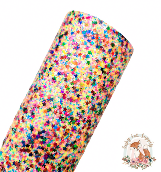 Carnival Star Chunky Glitter 9x12 faux leather sheet
