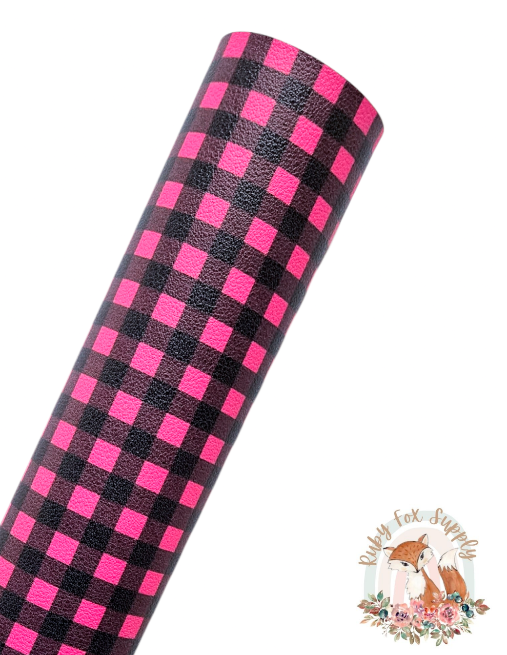 Black and Pink Plaid 9x12 faux leather sheet