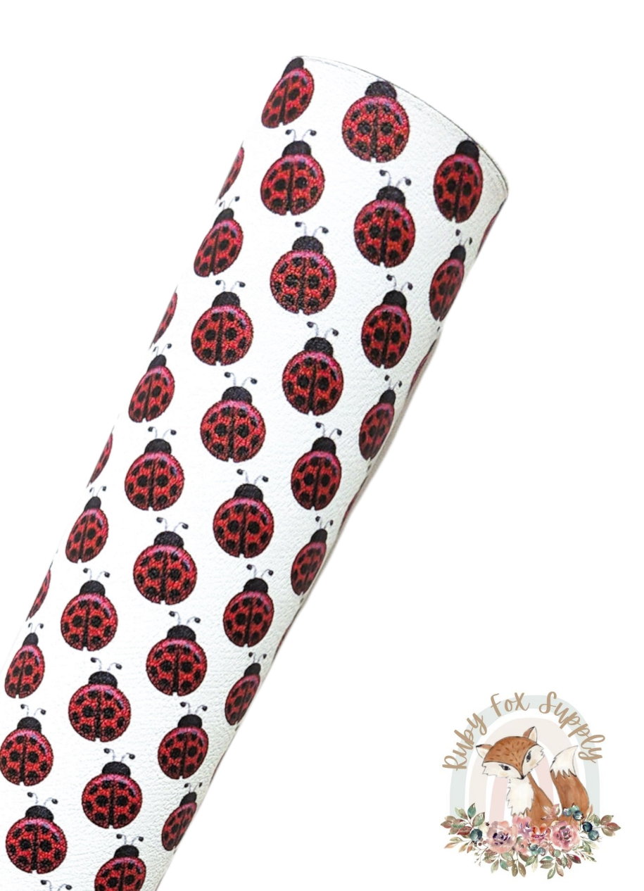 Small Ladybugs 9x12 faux leather sheet