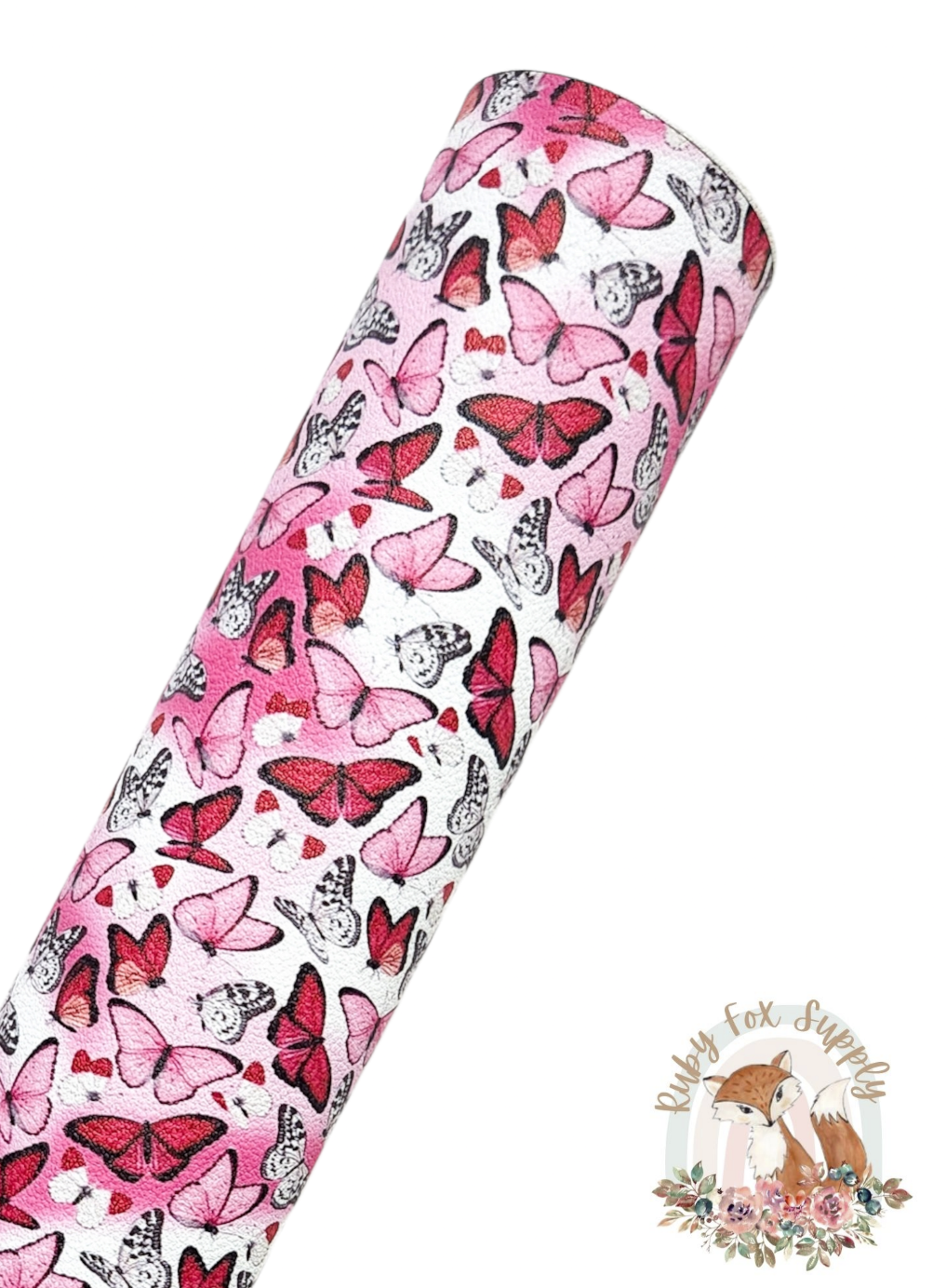 Pink and Orange Butterflies 9x12 faux leather sheet