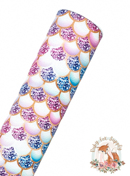Pretty Mermaid Scales 9x12 faux leather sheet