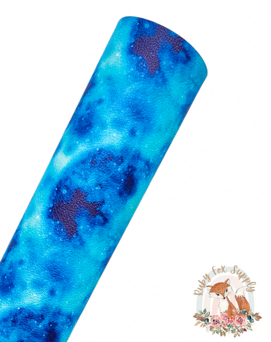 Blue Gem Tie Dye 9x12 faux leather sheet