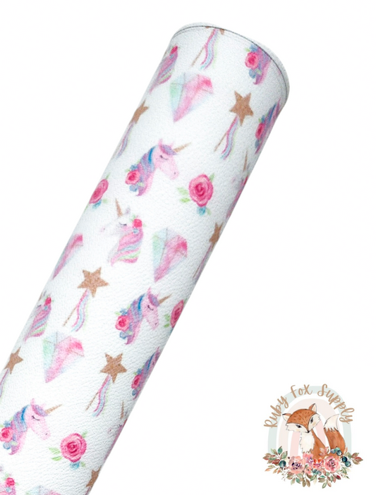 Unicorn and Wands 9x12 faux leather sheet
