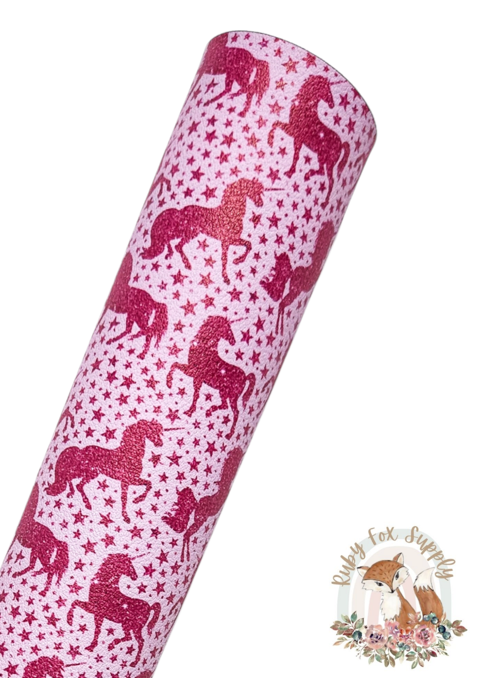 Pink Unicorns and Stars 9x12 faux leather sheet