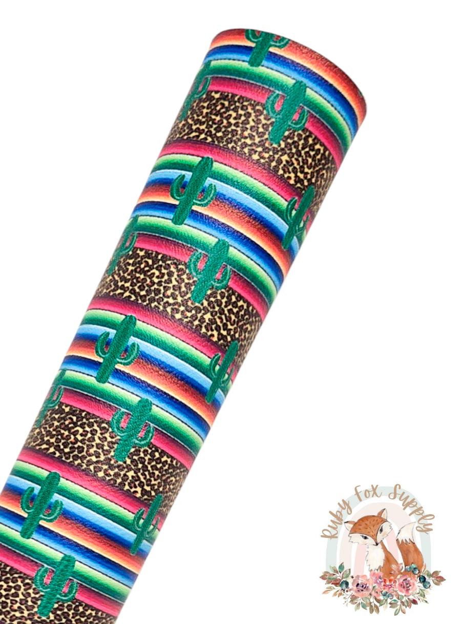 Cactus Serape 9x12 faux leather sheet
