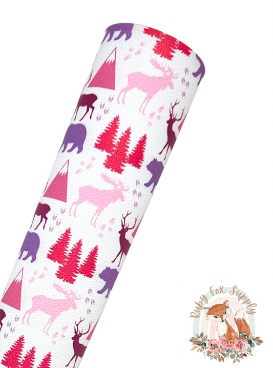 Pink and Purple Forest Icons 9x12 faux leather sheet