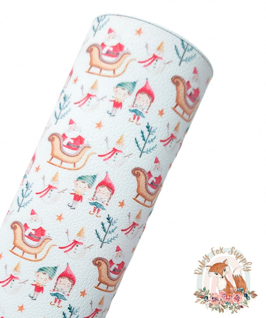 Santa Elves 9x12 faux leather sheet