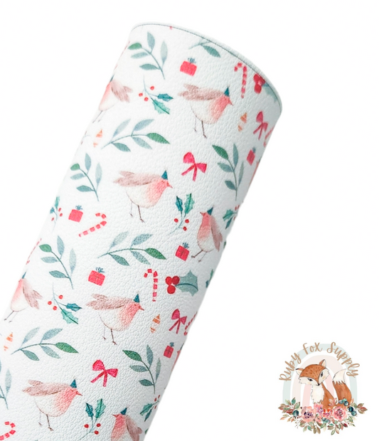 Winter Bird 9x12 faux leather sheet