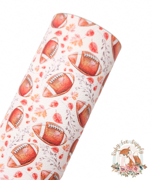 Pretty Fall Football 9x12 faux leather sheet