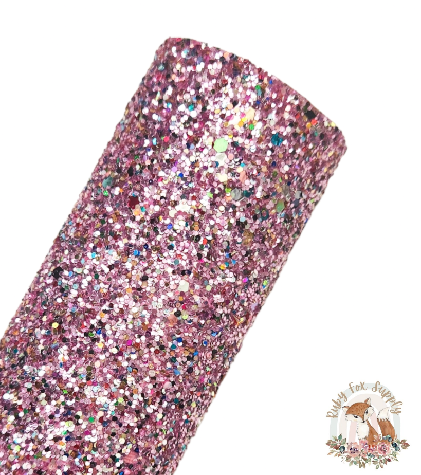 Colorful Light Pink Chunky Glitter 9x12 faux leather sheet