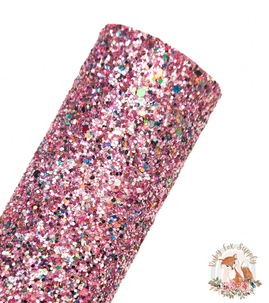 Colorful Light Pink Chunky Glitter 9x12 faux leather sheet