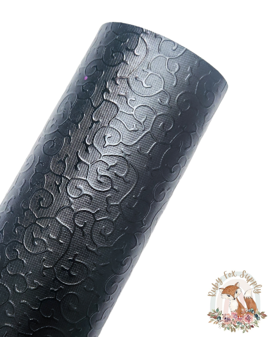 Black Embossed Foil 9x12 faux leather sheet