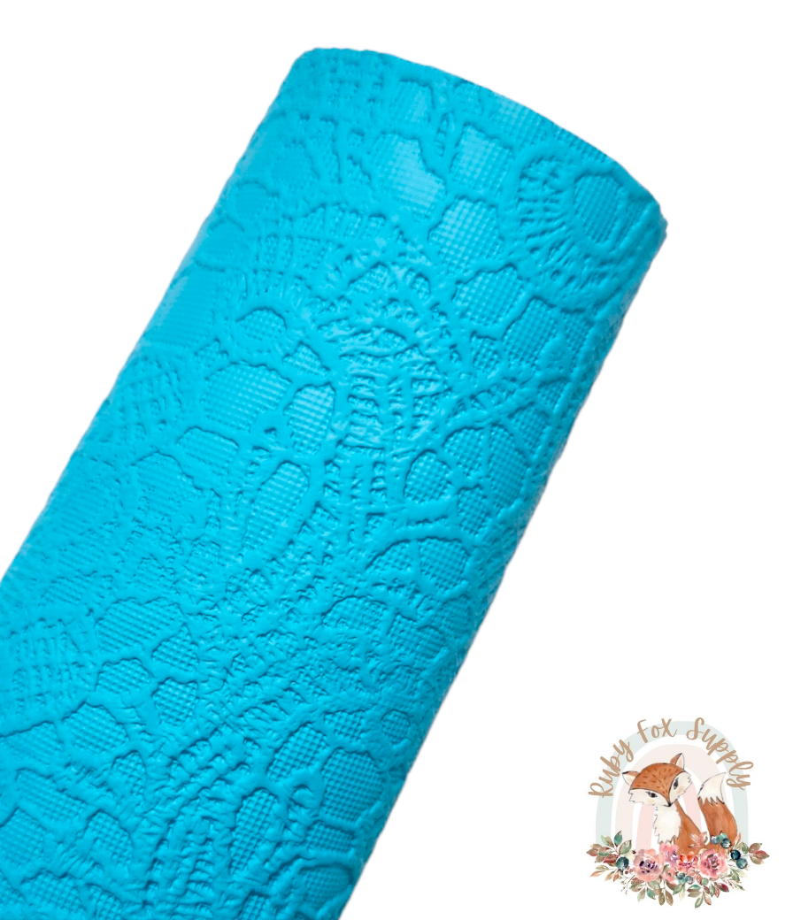 Aqua Butter Lace 9x12 faux leather sheet