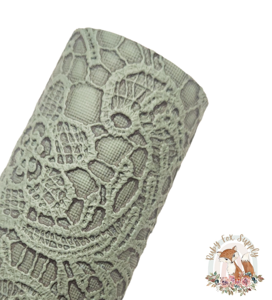 Evergreen Butter Lace 9x12 faux leather sheet