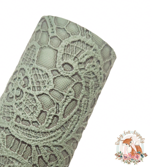 Evergreen Butter Lace 9x12 faux leather sheet