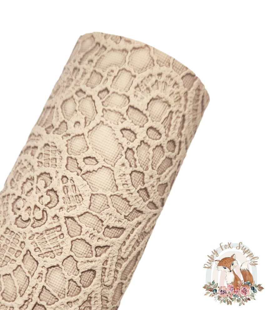 Khaki Butter Lace 9x12 faux leather sheet