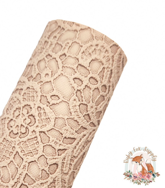 Khaki Butter Lace 9x12 faux leather sheet