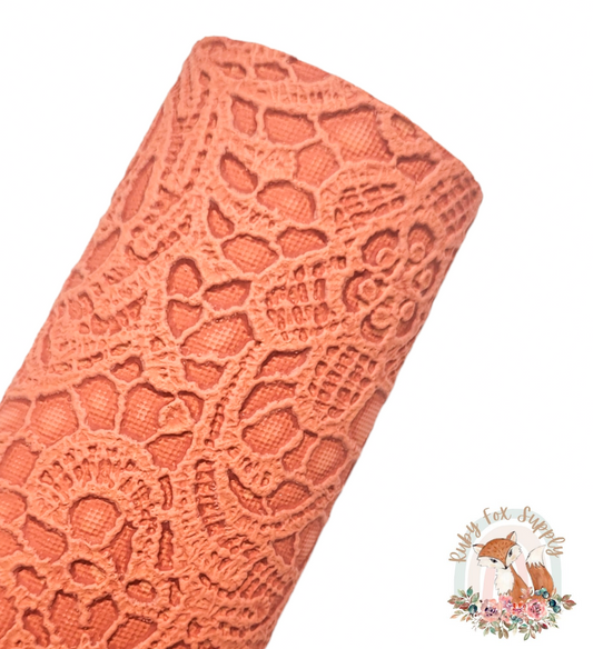 Orange Butter Lace 9x12 faux leather sheet